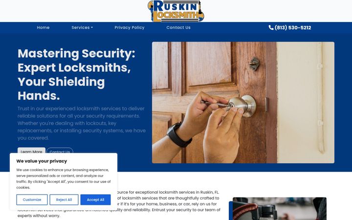 Screenshot of locksmithruskin.com