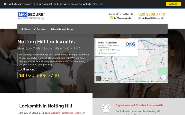 Screenshot of locksmiths-nottinghill.co.uk