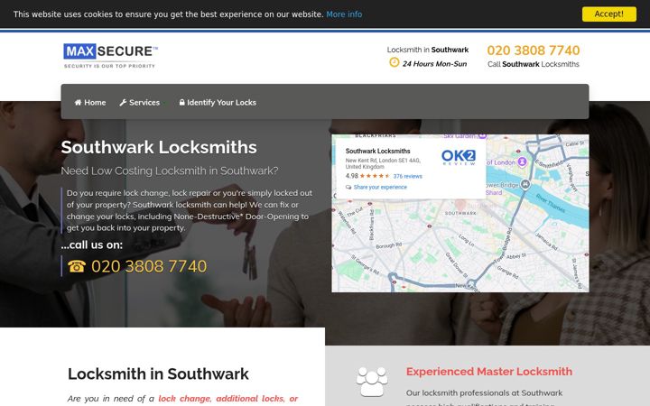 Screenshot of locksmiths-southwark.co.uk