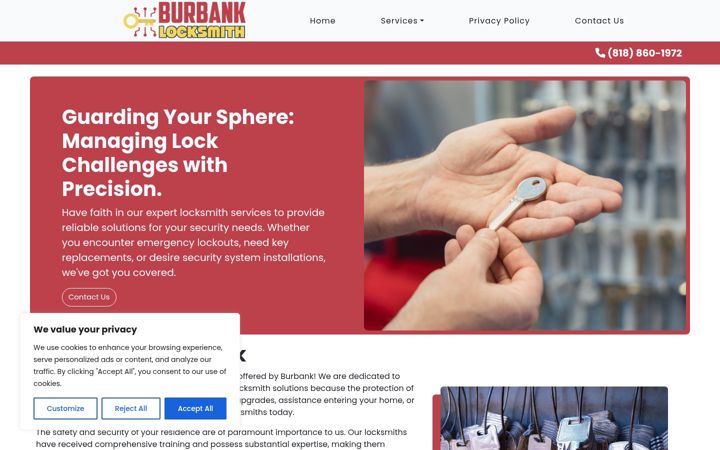 Screenshot of locksmithsburbank.com