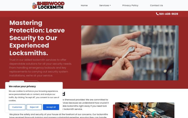 Screenshot of locksmithsherwood.com