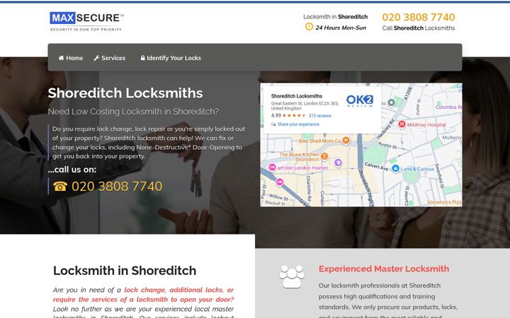 Screenshot of locksmithshoreditch.co.uk