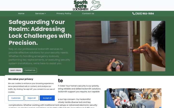 Screenshot of locksmithsouthgate.com