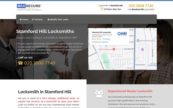 Screenshot of locksmithstamfordhill.co.uk