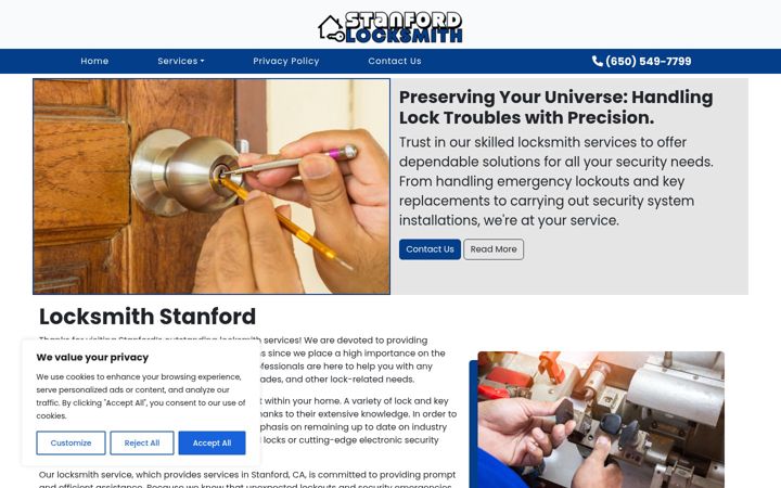 Screenshot of locksmithstanford.com