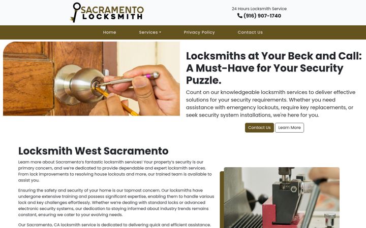 Screenshot of locksmithwestsacramento.com