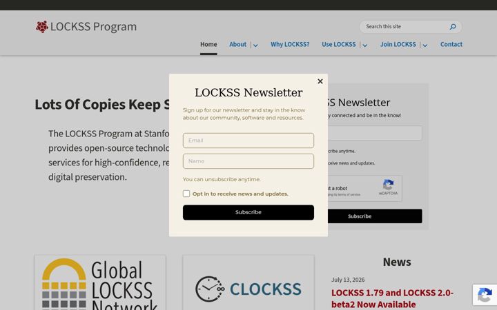 Screenshot of lockss.org