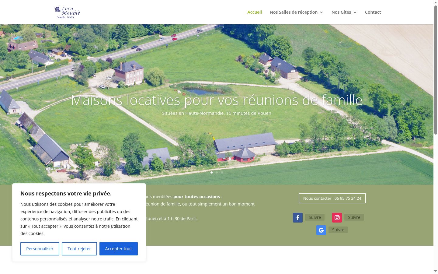 Capture d'écran de la bannière de consentement affichée avant toute interaction