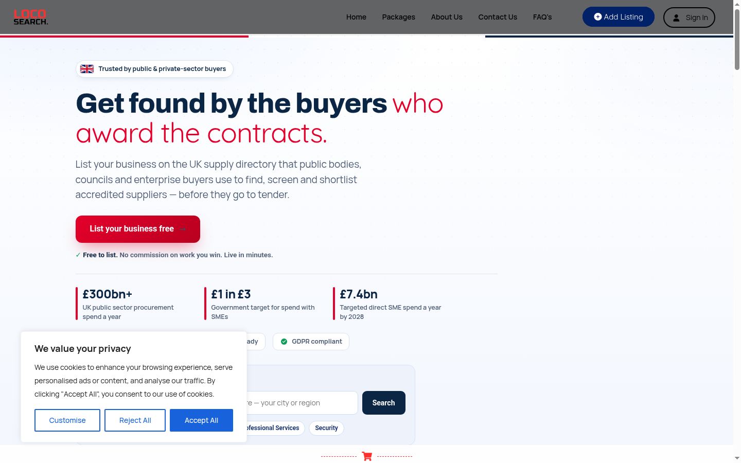 Screenshot del banner di consenso mostrato prima di qualsiasi interazione