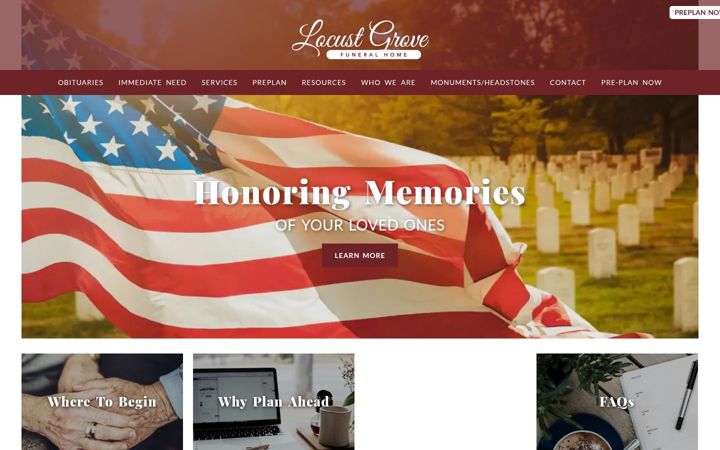 Screenshot of locustgrovefuneralhome.com