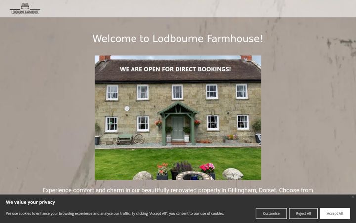 Screenshot of lodbournefarmhouse.co.uk