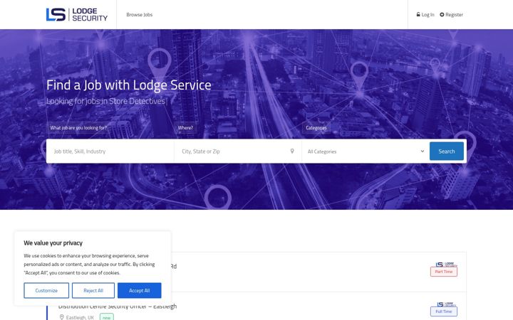 Screenshot of lodgecareers.com