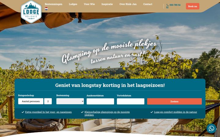 Screenshot of lodgeholidays.nl