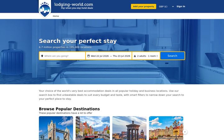 Screenshot of lodging-world.com