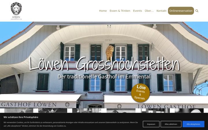 Screenshot of loewen-grosshoechstetten.ch