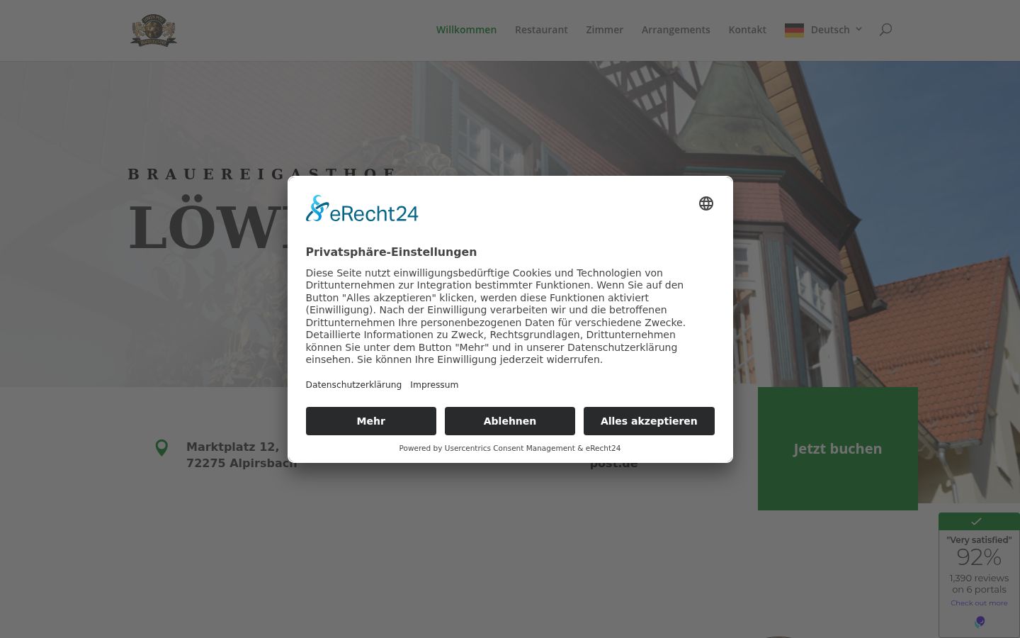 Screenshot del banner di consenso mostrato prima di qualsiasi interazione