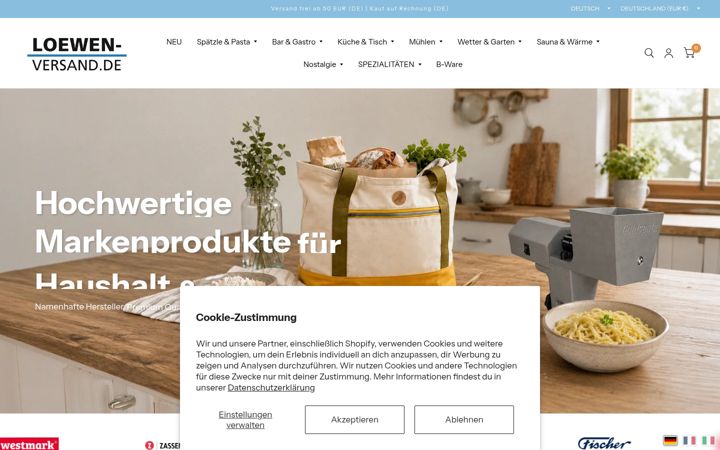 Screenshot of loewen-versand.de