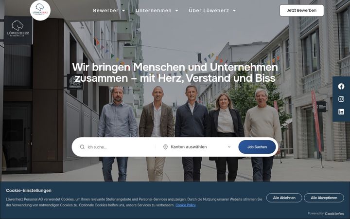 Screenshot of loewenherzpersonal.ch