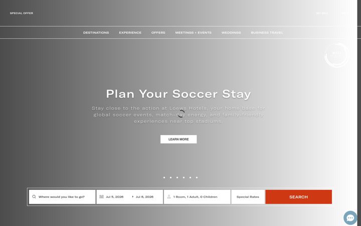 Screenshot van loewshotels.com