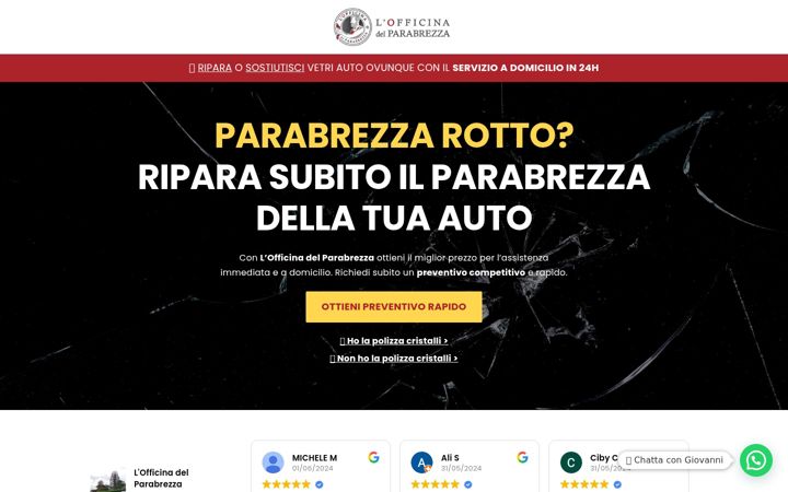 Screenshot of lofficinadelparabrezza.com