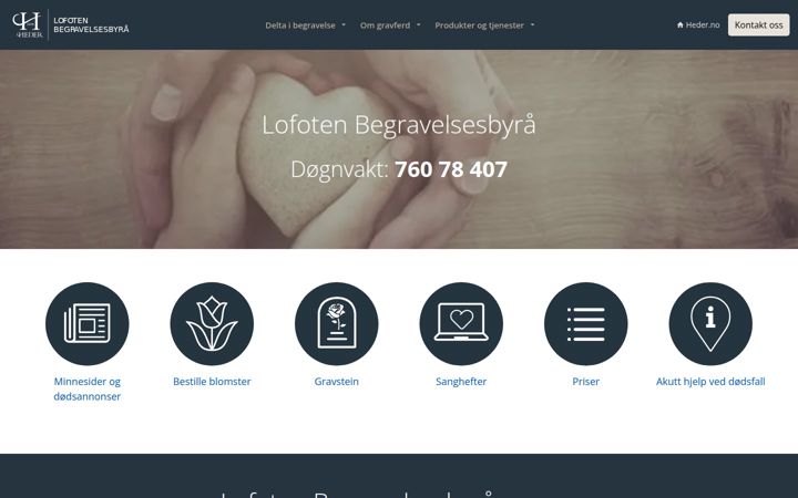 Snimka zaslona za lofotenbegravelsesbyra.no