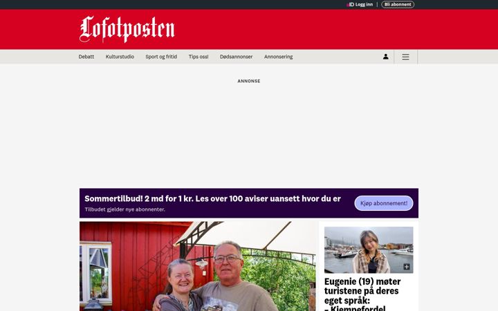 Screenshot of lofotposten.no