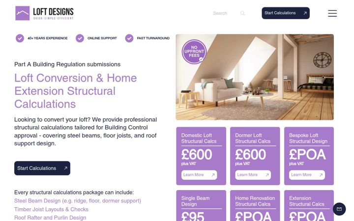 Screenshot of loft-designs.co.uk