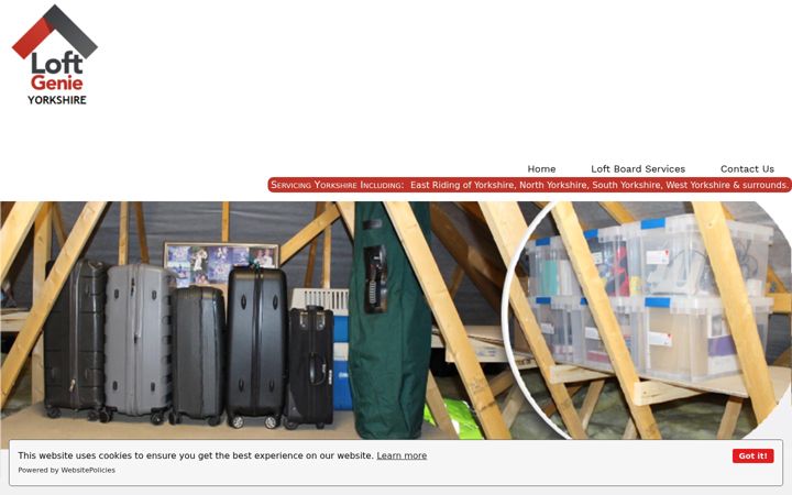 Screenshot of loftgenieyorkshire.co.uk