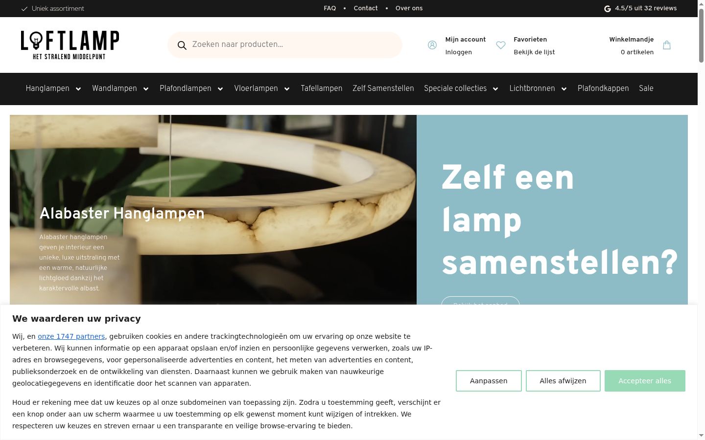 Screenshot van de toestemmingsbanner zoals getoond vóór enige interactie
