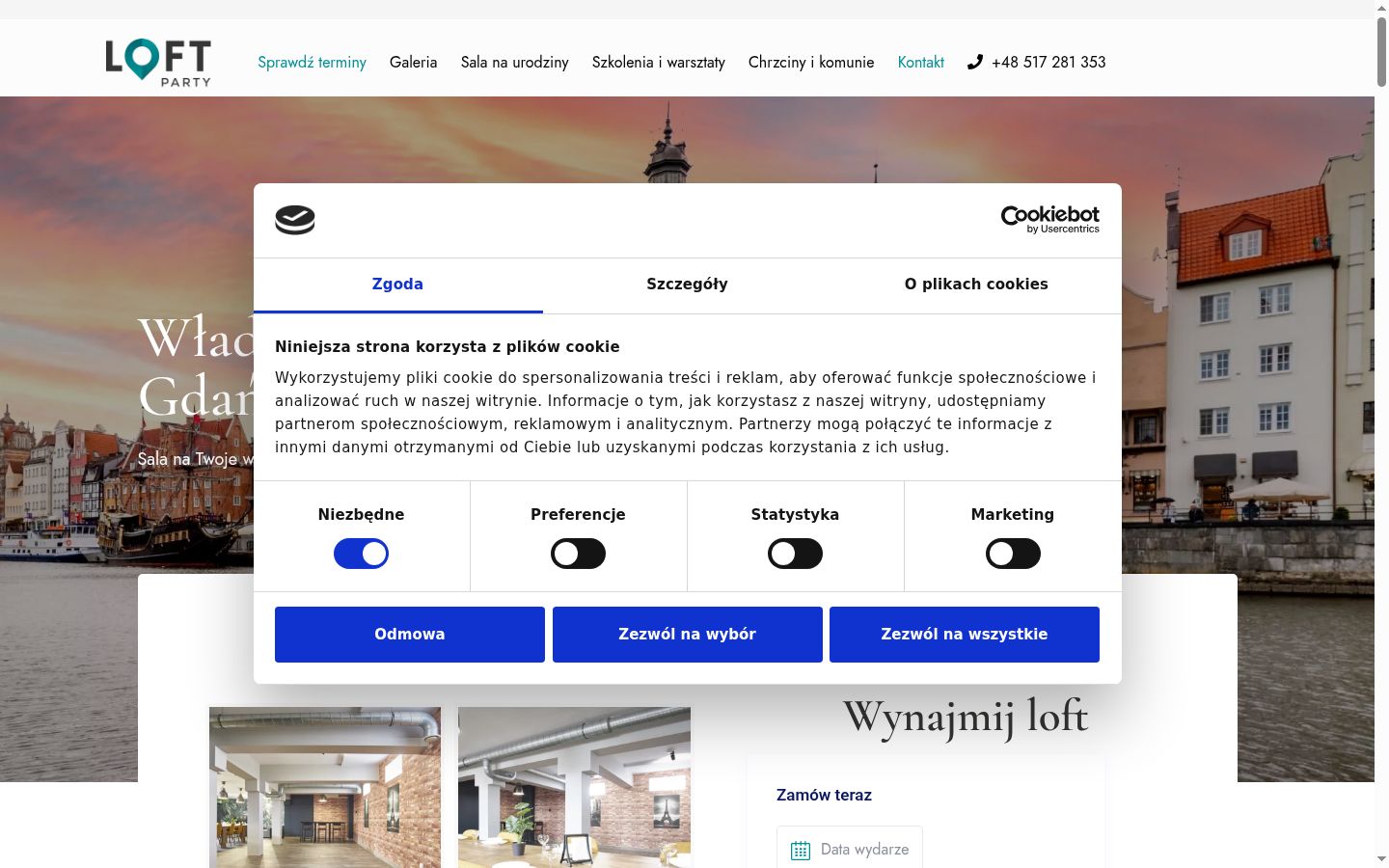 Snímek obrazovky baneru souhlasu zobrazeného před jakoukoli interakcí