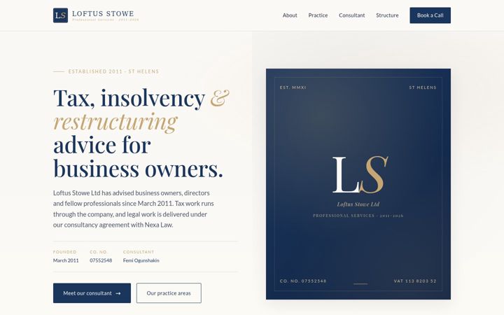 Screenshot of loftusstowe.co.uk