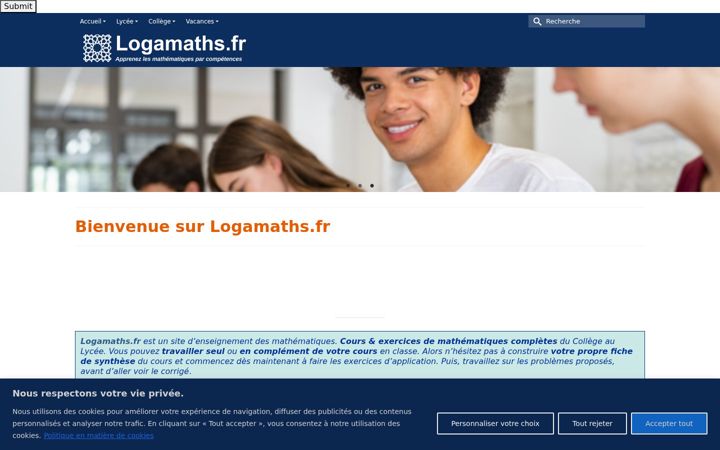 Screenshot of logamaths.fr