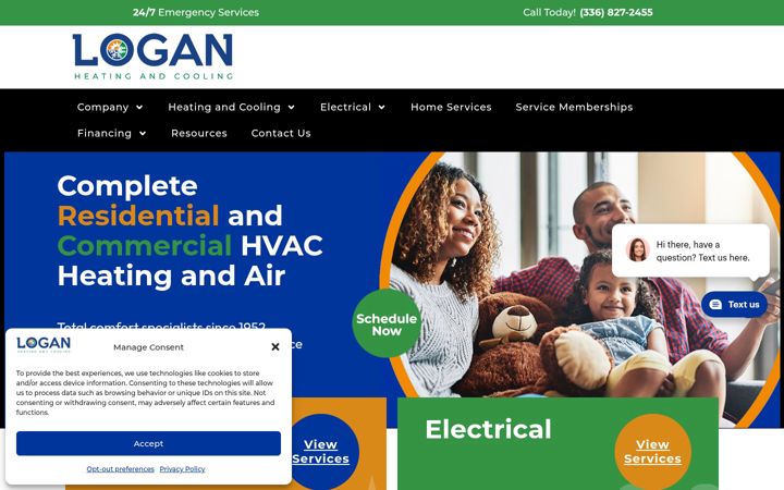 Screenshot of loganhvac.com