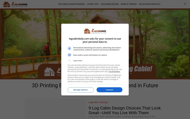 Screenshot of logcabindaily.com