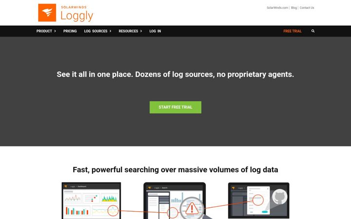 Screenshot von loggly.com