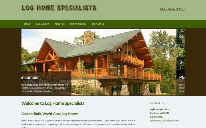Screenshot of loghomespecialists.com