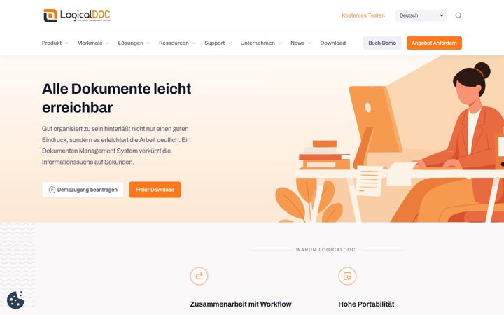 Screenshot of logicaldoc.de