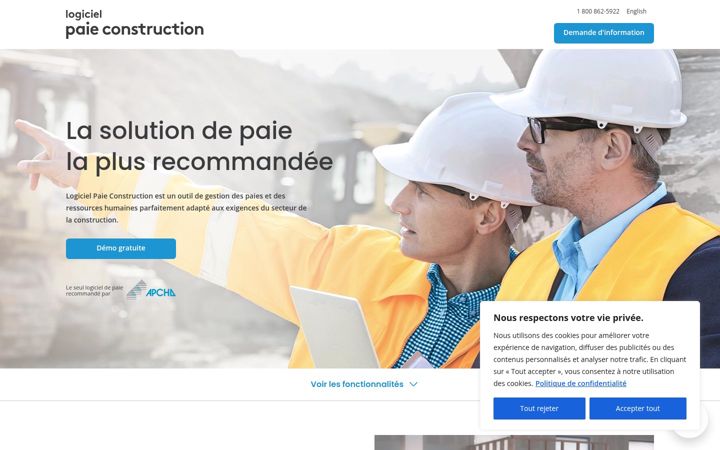 Screenshot of logicielpaieconstruction.com