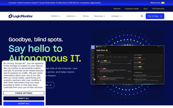 Captura de ecrã de logicmonitor.com