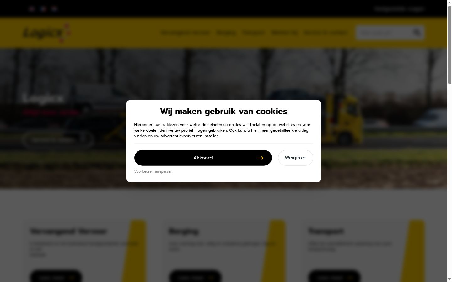 Screenshot des Einwilligungsbanners vor jeglicher Interaktion