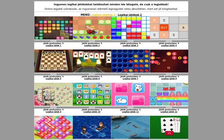 Screenshot of logikaijatekok.eu