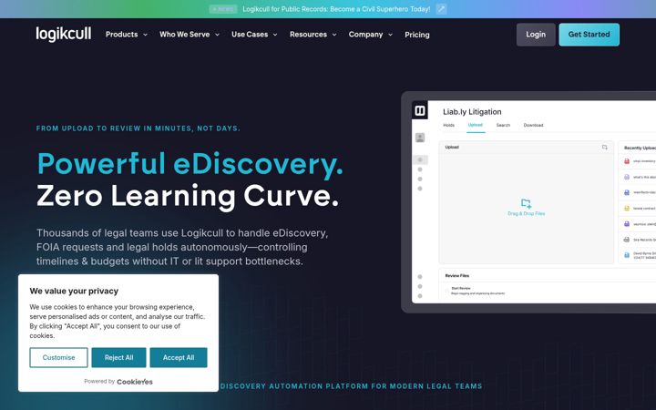 Screenshot of logikcull.com