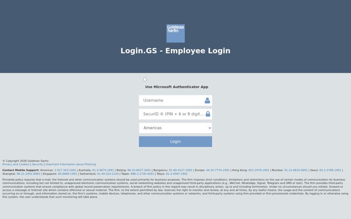 Skærmbillede af login.gs