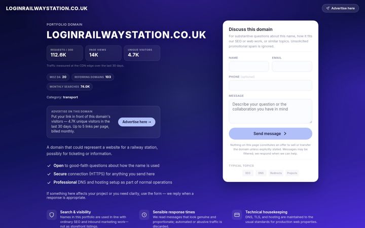 Screenshot of loginrailwaystation.co.uk