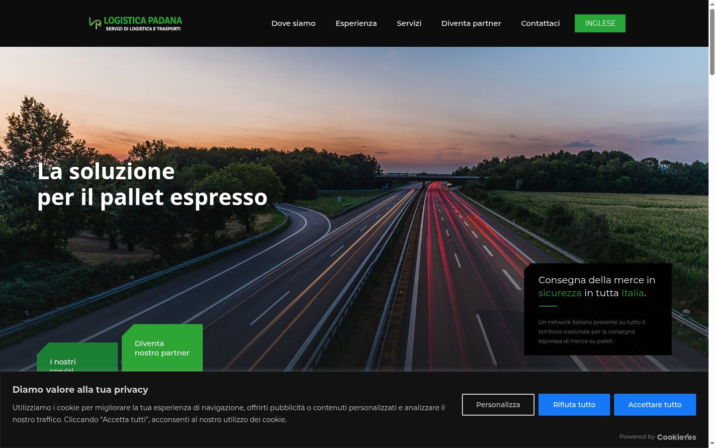 Screenshot del banner di consenso mostrato prima di qualsiasi interazione