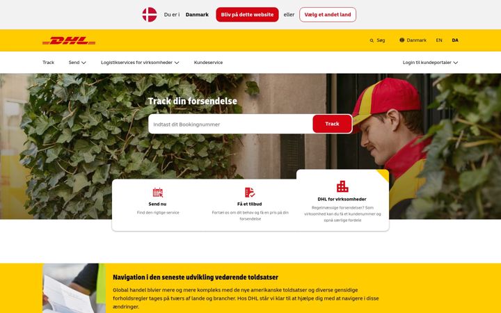 Screenshot of logistics.dhl