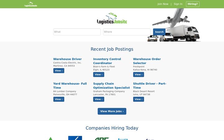Screenshot of logisticsjobsite.com
