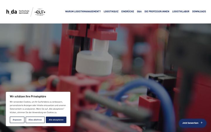 Screenshot of logistikcampus-h-da.de