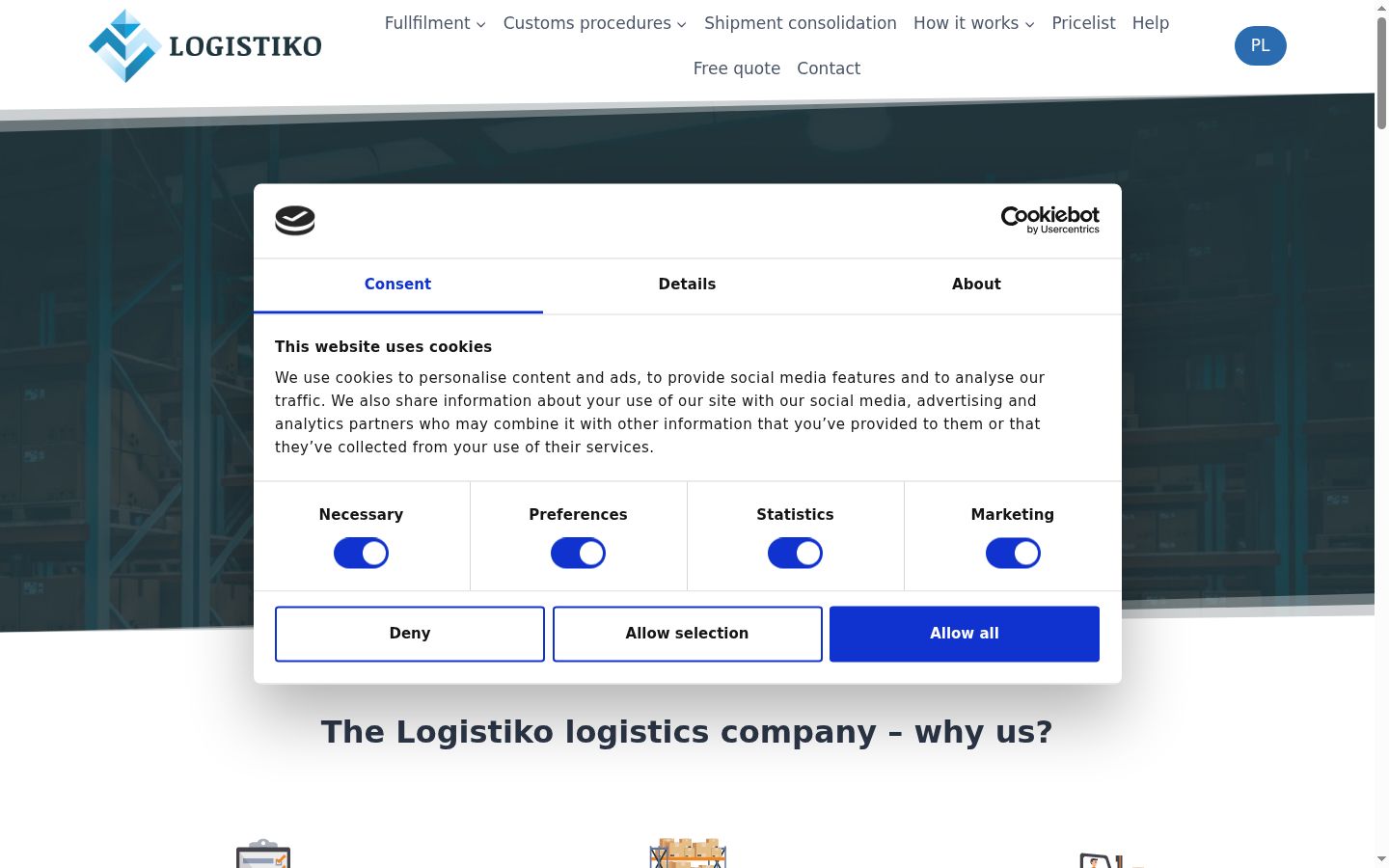 Screenshot of the consent banner shown before any interaction