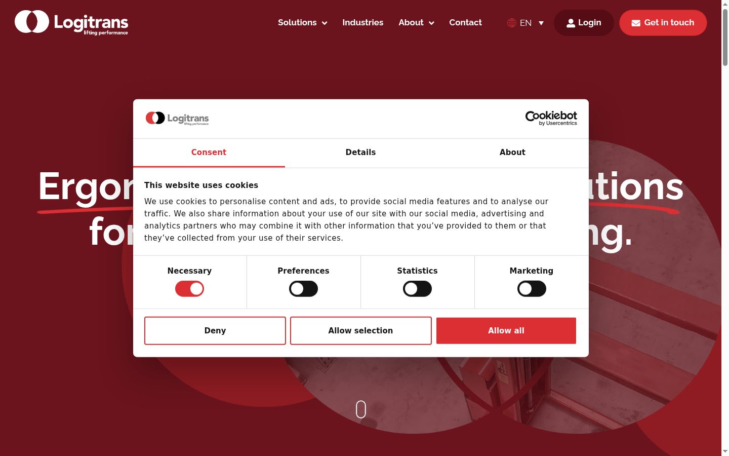 Screenshot del banner di consenso mostrato prima di qualsiasi interazione